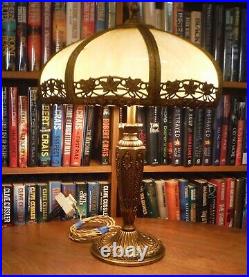 Antiaque Salem Bros. Bent Slag Glass Lamp Bradley & Hubbard Miller Handel styles
