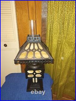 Antigue Bradley And Hubbard Slag Glass Oil Table Lamp