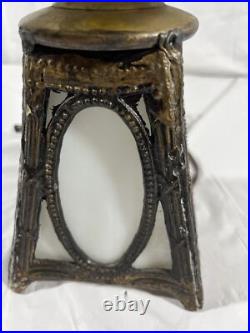 Antique 14 White Slag Glass Lamp Shade Light Brass Heavy Art Deco Rare Vtg