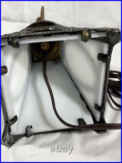 Antique 14 White Slag Glass Lamp Shade Light Brass Heavy Art Deco Rare Vtg