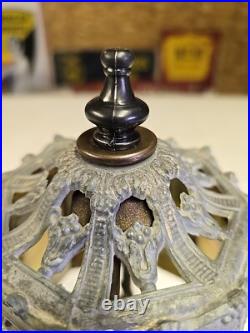 Antique 15 Boudoir Art Nouveau Paneled Slag Glass Vanity Lamp READ