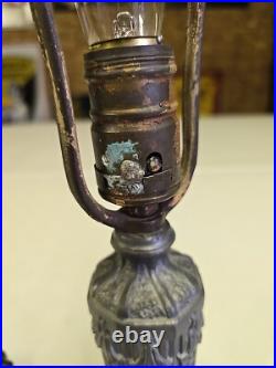 Antique 15 Boudoir Art Nouveau Paneled Slag Glass Vanity Lamp READ
