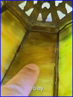 Antique 15 Boudoir Art Nouveau Paneled Slag Glass Vanity Lamp READ Antique 15 Boudoir Art Nouveau Paneled Slag Glass Vanity Lamp READ