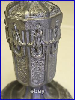 Antique 15 Boudoir Art Nouveau Paneled Slag Glass Vanity Lamp READ