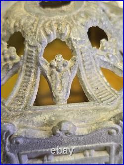 Antique 15 Boudoir Art Nouveau Paneled Slag Glass Vanity Lamp READ