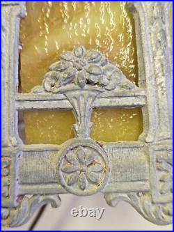 Antique 15 Boudoir Art Nouveau Paneled Slag Glass Vanity Lamp READ Antique 15 Boudoir Art Nouveau Paneled Slag Glass Vanity Lamp READ