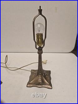 Antique 16.5 Arts & Crafts 8 Panel Slag Glass Art Nouveau Boudoir Lamp