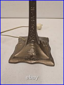 Antique 16.5 Arts & Crafts 8 Panel Slag Glass Art Nouveau Boudoir Lamp