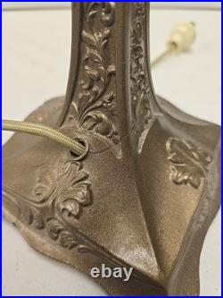 Antique 16.5 Arts & Crafts 8 Panel Slag Glass Art Nouveau Boudoir Lamp