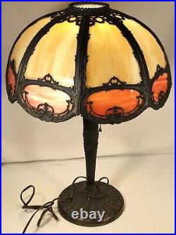 Antique 16 Panel Slag Glass Lamp Display