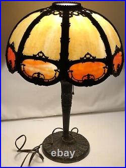 Antique 16 Panel Slag Glass Lamp Display