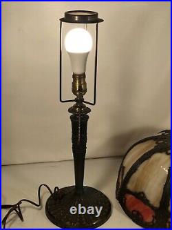 Antique 16 Panel Slag Glass Lamp Display