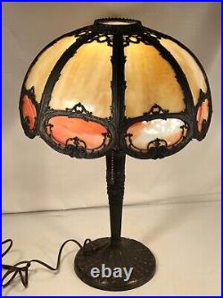 Antique 16 Panel Slag Glass Lamp Display