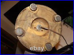 Antique 1800s Carved Wood Victorian Slag Glass Table Lamp withHubbell Acorn Socket
