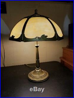 Antique 1900-1920s Beautiful Glass Slag Table Lamp SIGNED by PBL&G & Co