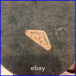 Antique 1900s Bradley & Hubbard Filigree Metal & 6 Slag Glass Panels Table Lamp