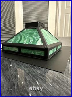 Antique 1910-1920 Mission Green Slag Glass Tiffany Style Game Room Fixture