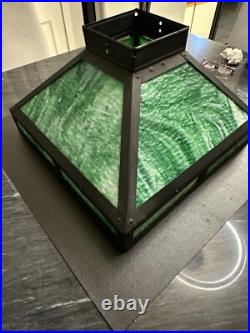 Antique 1910-1920 Mission Green Slag Glass Tiffany Style Game Room Fixture