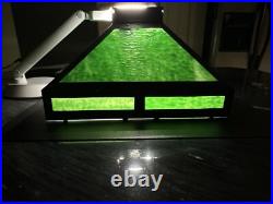 Antique 1910-1920 Mission Green Slag Glass Tiffany Style Game Room Fixture Antique 1910-1920 Mission Green Slag Glass Tiffany Style Game Room Fixture
