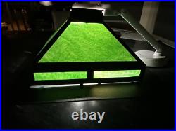 Antique 1910-1920 Mission Green Slag Glass Tiffany Style Game Room Fixture Antique 1910-1920 Mission Green Slag Glass Tiffany Style Game Room Fixture