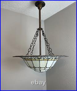 Antique 1910-20s slag glass hanging inverted dome fixture