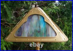 Antique 1910 Miller RAINBOW Slag Glass Table Lamp SIGNED Restored Mission