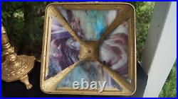 Antique 1910 Miller RAINBOW Slag Glass Table Lamp SIGNED Restored Mission