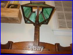 Antique 1910 Stickley Era 20mission Oak Arts&crafts Slag Glass Table Lamp. Works