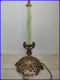 Antique 1920 Jadeite Victorian & Art Deco Floor Lamp with Slag Glass or Tiffany