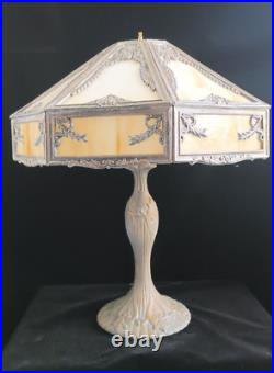 Antique 1920 Slag Glass Lamp by Poul Henningsen P H Art Nouveau Caramel 8 Panel