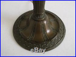 Antique 1920's Bronze & Slag Glass Tiffany Style Table Lamp