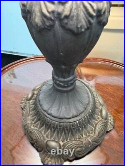 Antique 1920's Nouveau Multicolor Blue Slag Glass Table Lamp Farm Auto