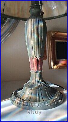 Antique 1920's Rainaud Co. # 8 Art Nouveau Caramel Slag Glass Table Lamp USA