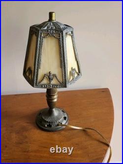 Antique 1920's Slag Glass Shade Table lamp Hard To Come By Gilbert Switch READ