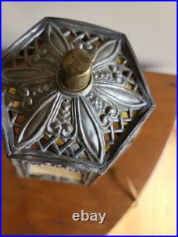 Antique 1920's Slag Glass Shade Table lamp Hard To Come By Gilbert Switch READ