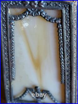 Antique 1920's Slag Glass Shade Table lamp Hard To Come By Gilbert Switch READ