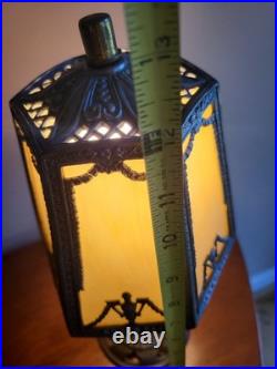 Antique 1920's Slag Glass Shade Table lamp Hard To Come By Gilbert Switch READ