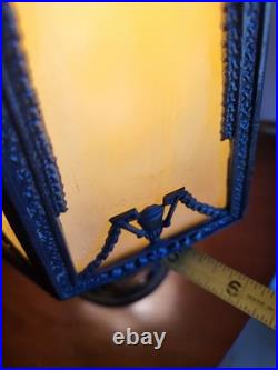 Antique 1920's Slag Glass Shade Table lamp Hard To Come By Gilbert Switch READ