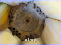 Antique 1920's Slag Glass Shade Table lamp Hard To Come By Gilbert Switch READ