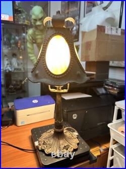 Antique 1920's Slag Metal Lamp working 17 inch Bronze Deco