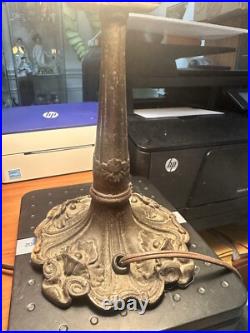 Antique 1920's Slag Metal Lamp working 17 inch Bronze Deco