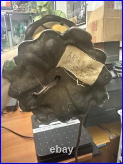 Antique 1920's Slag Metal Lamp working 17 inch Bronze Deco