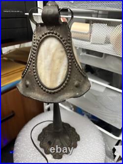 Antique 1920's Slag Metal Lamp working 17 inch Bronze Deco