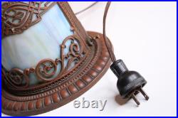 Antique 1920s-1930's Art Nouveau Slag Glass Lamp Base Multicolor Glass Filigree