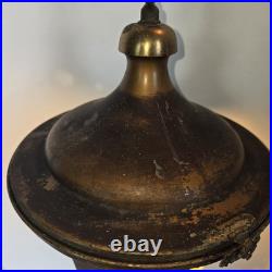 Antique 1920s Art Deco Slag Glass Pendant Light Vintage Brass Ceiling Fixture