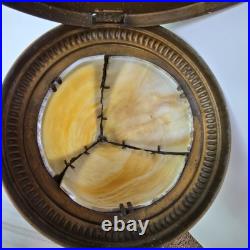 Antique 1920s Art Deco Slag Glass Pendant Light Vintage Brass Ceiling Fixture