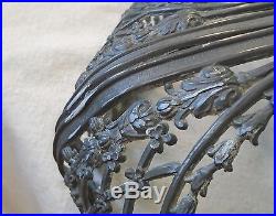Antique 1920s Blue Slag Glass Panel Lamp Shade, Damaged