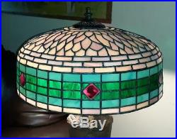 Antique 1920s Gorgeous H. E. Rainaud Slag Stained Leaded Art Glass Lamp Exc Cond