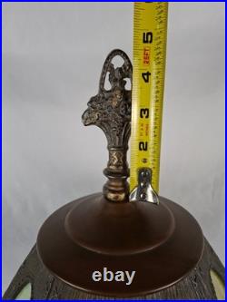 Antique 1920s Pittsburgh Slag Glass Lamp Green Art Nouveau Cast Iron PLB&G