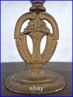 Antique 1920s Pittsburgh Slag Glass Lamp Green Art Nouveau Cast Iron PLB&G